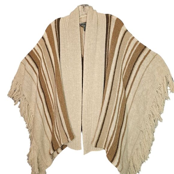 Ralph Lauren Neutral Aztec Southwest Western Wool Blend Poncho Cardigan Size L - Picture 3 of 12